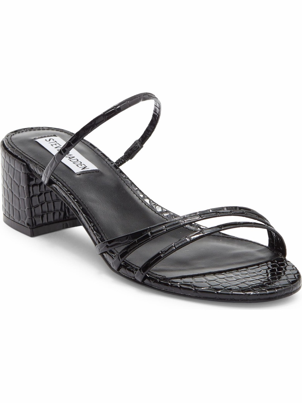 Steve Madden Miari Slide Sandal Black Croc-Embossed